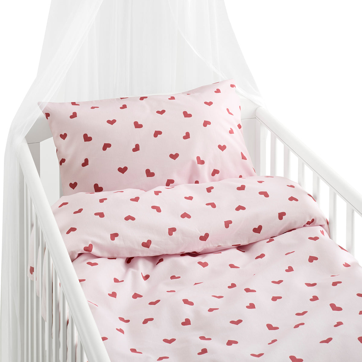 2-Dels Set Hjärtrud Spjälsäng Rosa