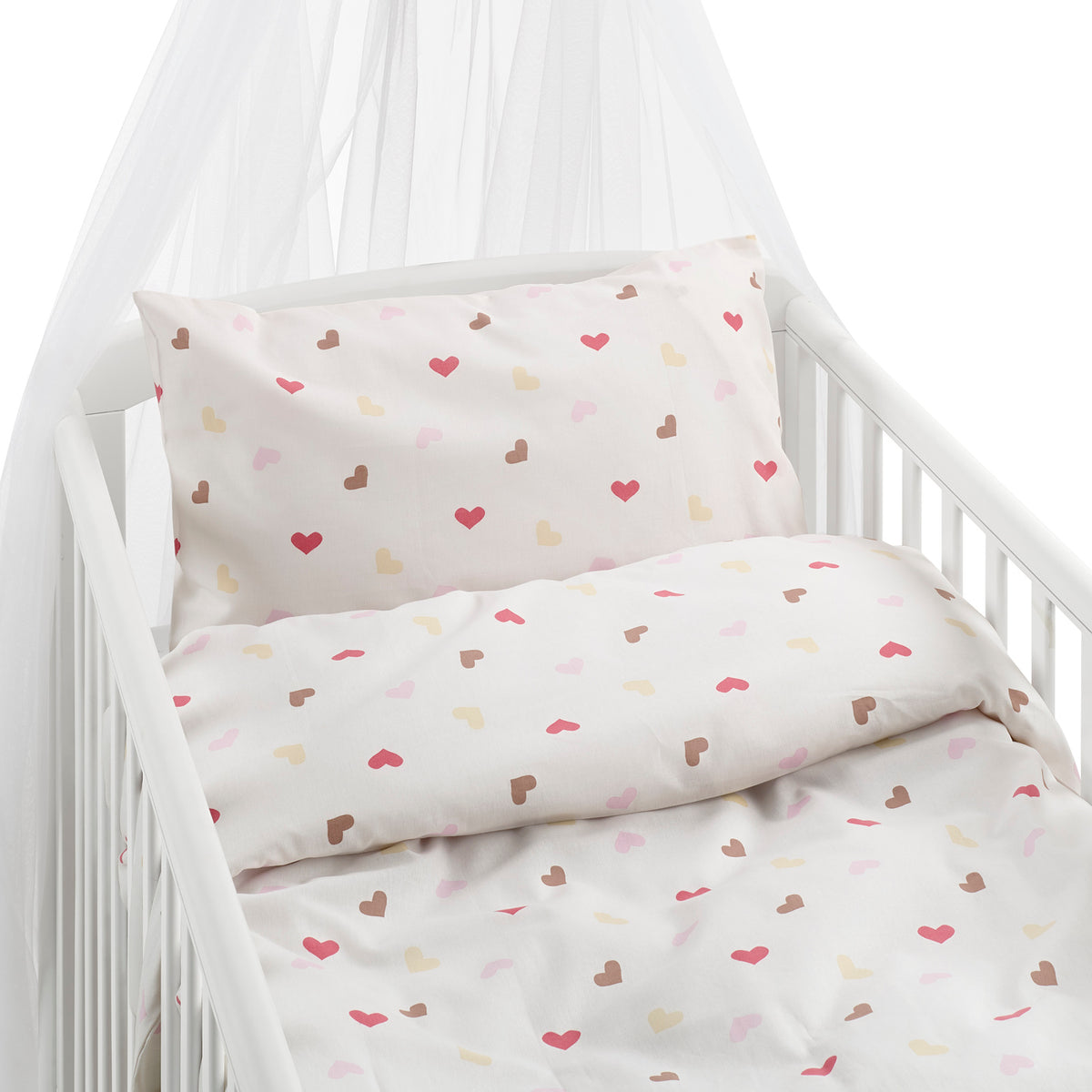 2-Dels Set Hjärtrud Spjälsäng Beige