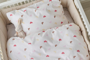 2-Dels Set Hjärtrud Spjälsäng Beige