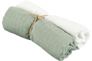 Muslinwrap 70x70 Grön, 2 Pack.
