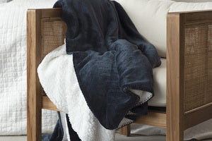Pläd Sherpa 130x170 cm Marin