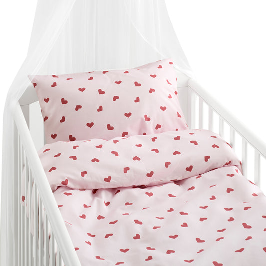 2-Dels Set Hjärtrud Spjälsäng Rosa