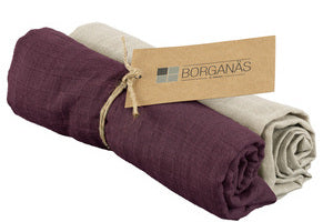Muslinwrap 70x70 Sand/Plommon, 2 Pack