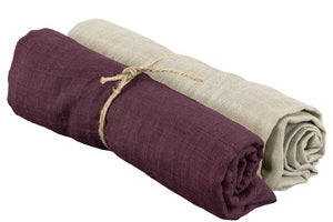 Muslinwrap 70x70 Sand/Plommon, 2 Pack