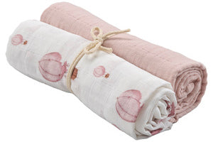 Muslinwrap 70x70 Ballong Rosa, 2-pack
